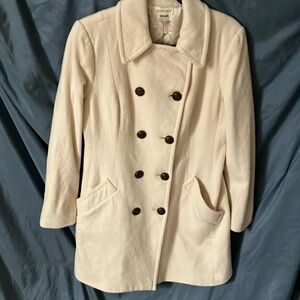 Fossil: Ivory Vintage Wool Blend Winter Coat- M